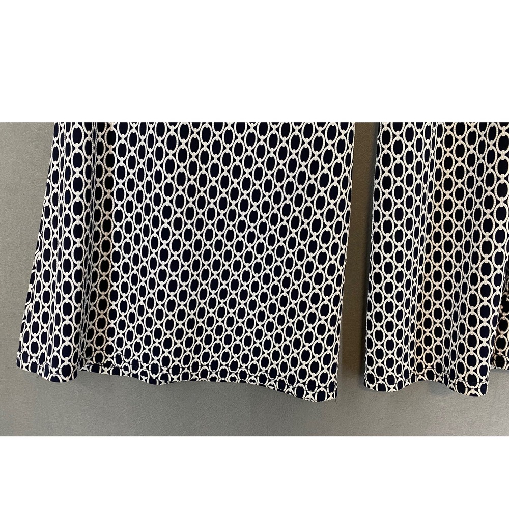 Joseph Ribkoff Navy Blue White Chain Link Wide Leg Pants Size 4 Made in Canada - Picture 4 of 6
